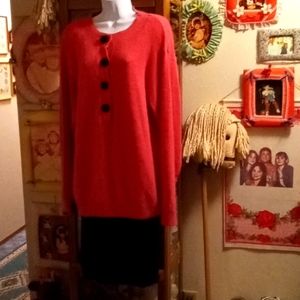 Vintage Angora Rabbit Hair/Silk/Lambswool Hot Pink Long Sweater/Black Skirt Set